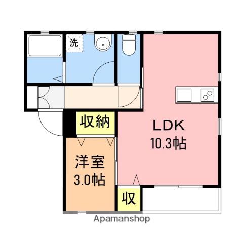 モーント米山壱番館(1LDK/2階)の間取り写真