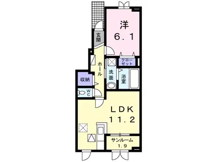 クレッセント(1LDK/1階)の間取り写真