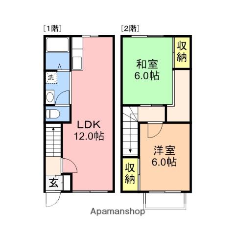 外山レイクサイドハウスK棟(2LDK/1階)の間取り写真