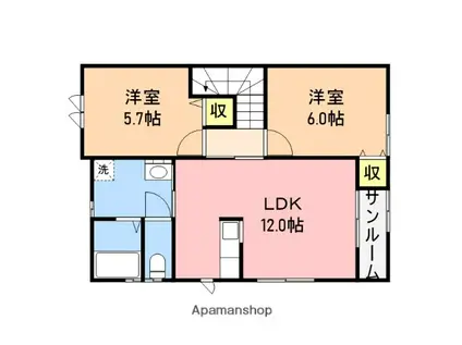 ミ・ピアーチェ(2LDK/2階)の間取り写真