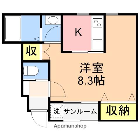 サウスERN BREEZE Ⅱ(1K/1階)の間取り写真