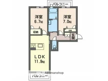 マストタウン上所A棟(2LDK/1階)の間取り写真