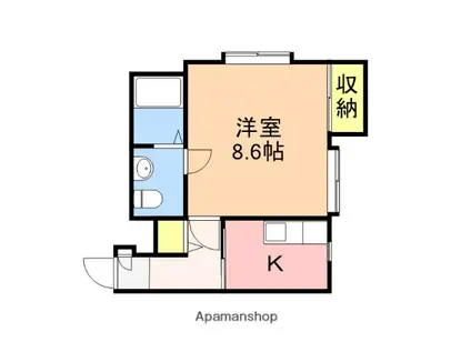 パレスアクアマリン大形(1K/2階)の間取り写真