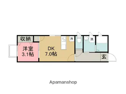シンプルライン春日町(1DK/2階)の間取り写真