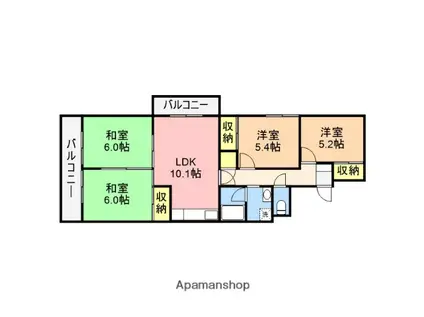 コープ野村川端町B棟(4LDK/7階)の間取り写真