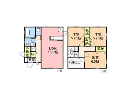 白新線 大形駅 徒歩22分 2階建 築16年(3LDK)の間取り写真