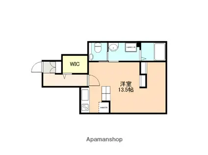 CASA BUONA VITAⅢ A棟(ワンルーム/1階)の間取り写真