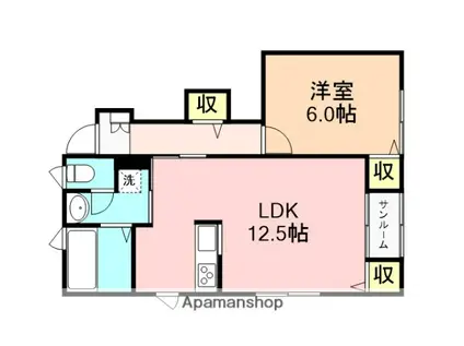 パークホームズ小張木(1LDK/1階)の間取り写真