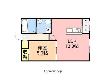 トリニティ南笹口(1LDK/2階)の間取り写真
