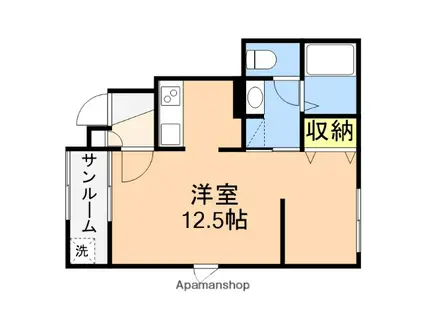 カーサリベルタ Ⅱ(ワンルーム/1階)の間取り写真