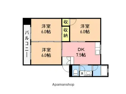 あそみハイツ(3DK/4階)の間取り写真