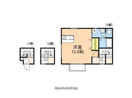 パフェ・リーフガーデン(ワンルーム/3階)の間取り写真