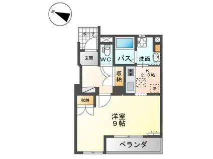 クレセール(1K/1階)の間取り写真