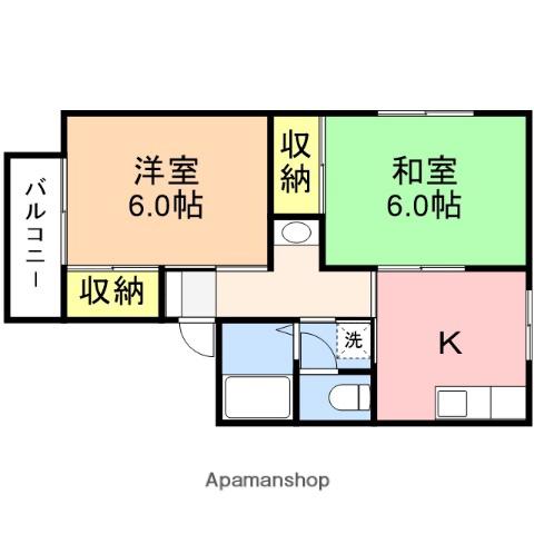 レジデンス西(2K/2階)の間取り写真