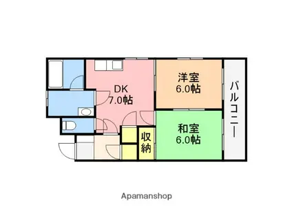 もみじ屋マンション(2DK/3階)の間取り写真