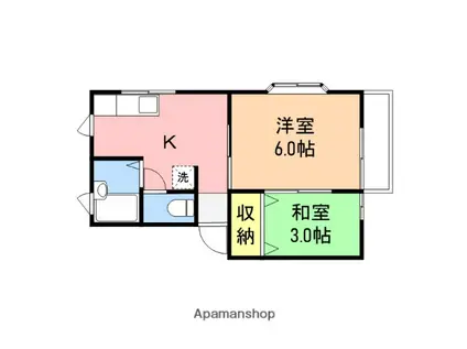 シェリールⅠ(2K/2階)の間取り写真