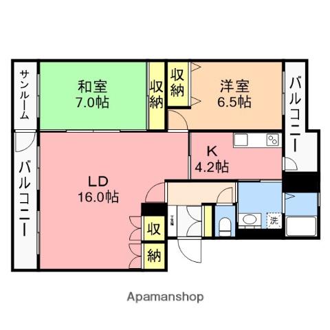 テレパレス中山 2号館(2LDK/2階)の間取り写真