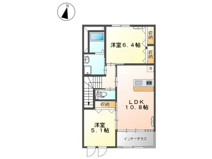アンベリール(2LDK/2階)の間取り写真