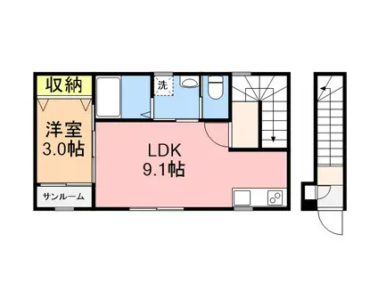 メゾン・ド・K-2(1LDK/2階)の間取り写真