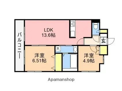 モーント米山弐番館(2LDK/6階)の間取り写真