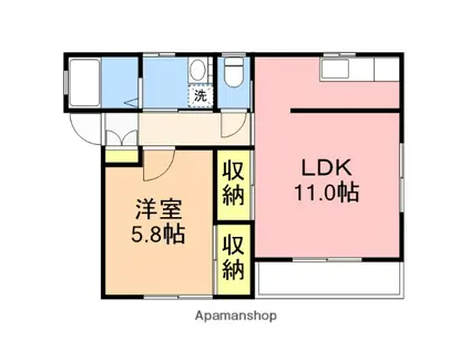 トワール本町(1LDK/2階)の間取り写真