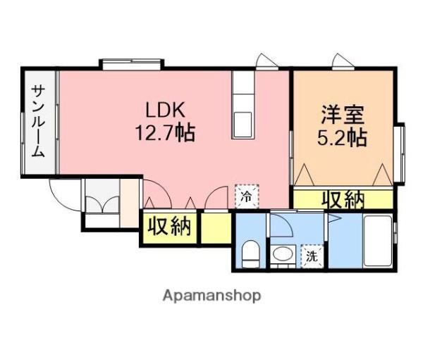 ルミナスⅡ(1LDK/1階)の間取り写真