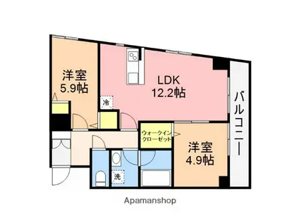 SHINANOビル(2LDK/8階)の間取り写真