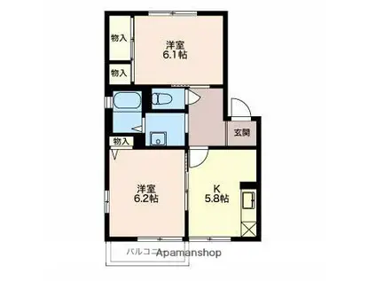 サニーフラットA(2K/1階)の間取り写真