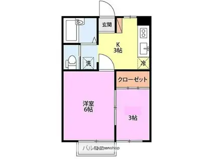 サンモール(1K/2階)の間取り写真