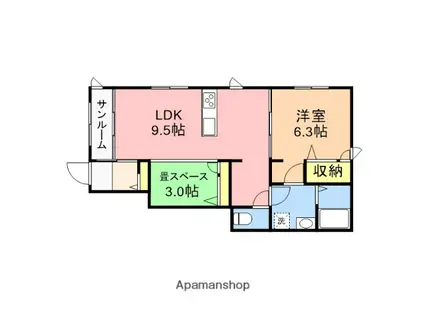 ポプラコート(1LDK/1階)の間取り写真