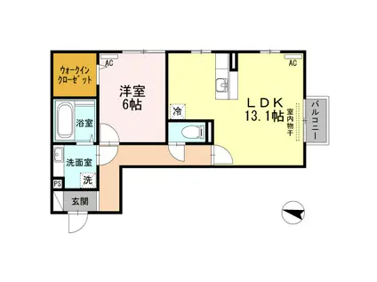 アメニティタウンⅡ(1LDK/2階)の間取り写真