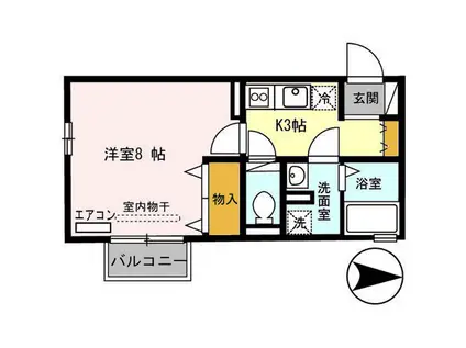 リヤフィールドB棟(1K/2階)の間取り写真