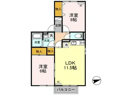 サンライズ・タカB棟(2LDK/2階)の間取り写真