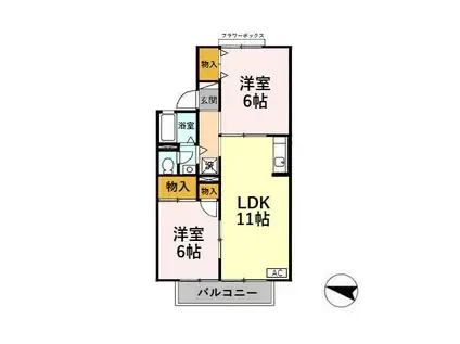 グランシャリオ結A/B(2LDK/2階)の間取り写真