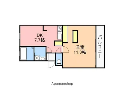 いからしハイツ(1DK/3階)の間取り写真