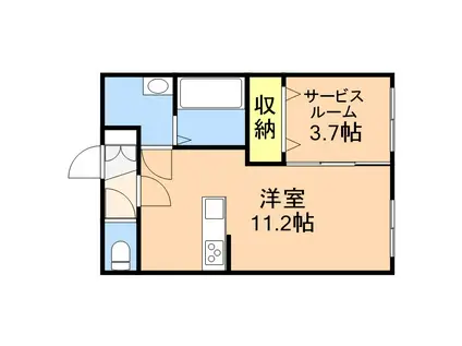 モナベルⅠ(ワンルーム/2階)の間取り写真