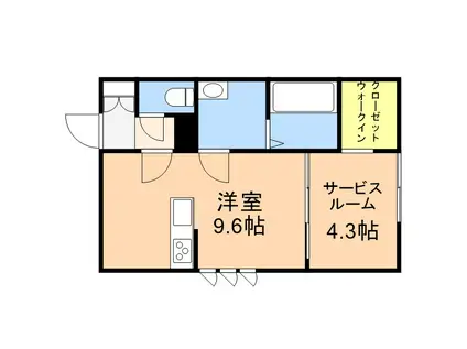 モナベルⅠ(ワンルーム/1階)の間取り写真