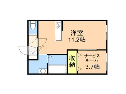 モナベルⅠ(ワンルーム/2階)の間取り写真