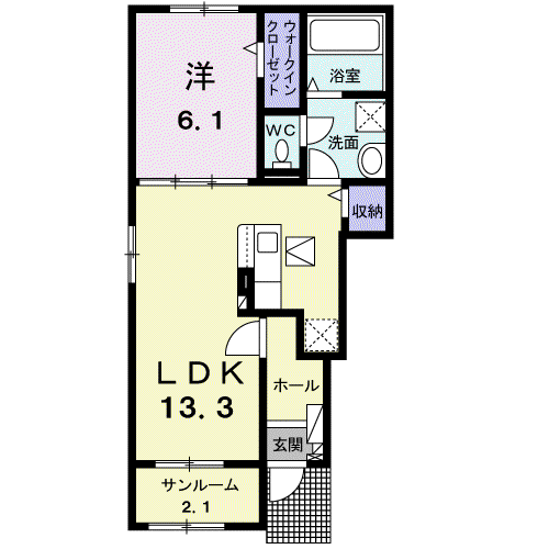 クレストⅠ(1LDK/1階)の間取り写真