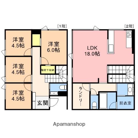 越後線 青山駅(新潟) 徒歩13分 2階建 築1年(4LDK)の間取り写真