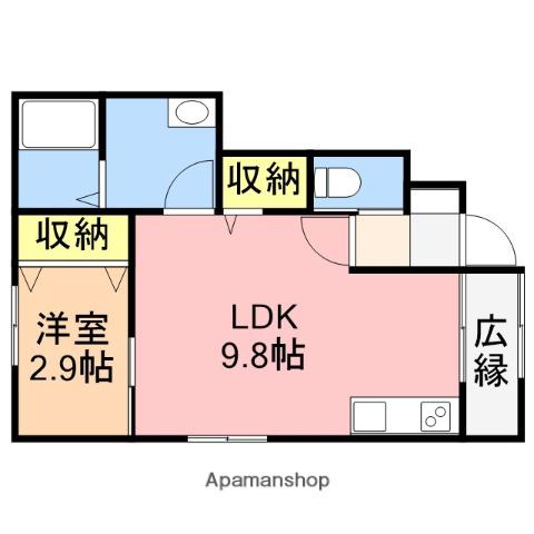 ペオーニア(1LDK/1階)の間取り写真