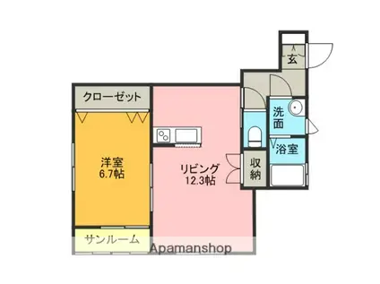 LOVE&PEACE Ⅳ(1LDK/2階)の間取り写真