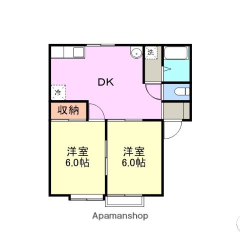 ハイツ小堺(2DK/2階)の間取り写真