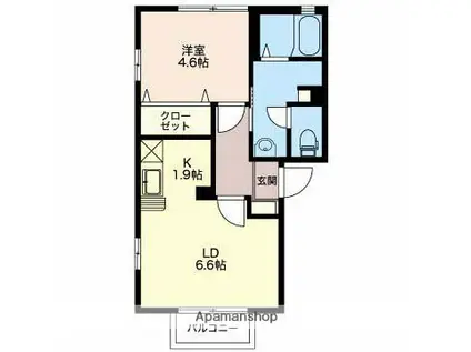 サウス エスタシオン(1LDK/1階)の間取り写真
