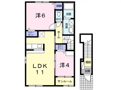 カーサアルコバレーノ Ⅱ(2LDK/2階)の間取り写真