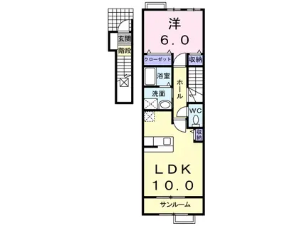 フィオーレ・ユリア2(1LDK/2階)の間取り写真