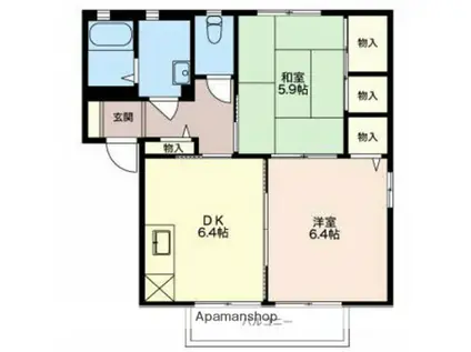 ヴィラージュ 2(2DK/2階)の間取り写真