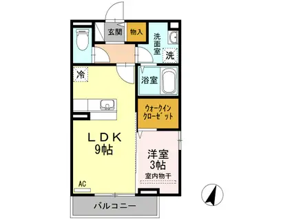 サニープレイス(1LDK/3階)の間取り写真