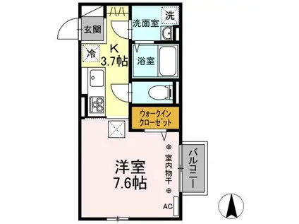 ル・シャンドール(1K/1階)の間取り写真