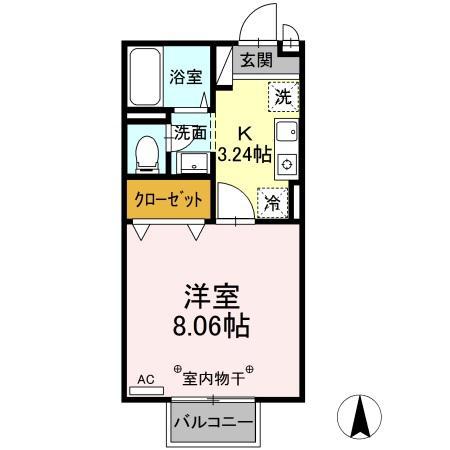 JSパレスⅡ(1K/2階)の間取り写真